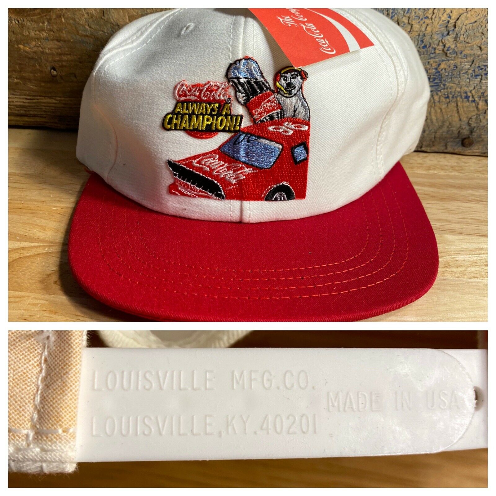 Vintage Coca Cola Snapback Hat Nascar Polar Bear Cap Louisville Mfg White Nwt