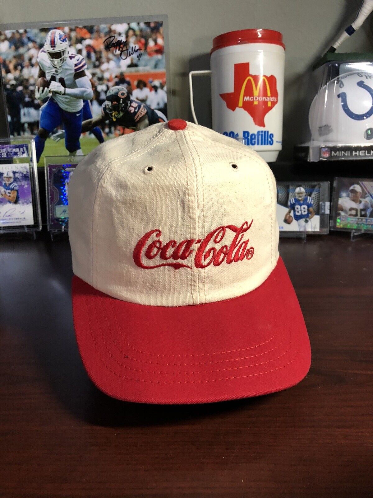 Vintage 90s Coke Coca-cola Red Canvas Snapback Employee Cap Hat Salesman Sample