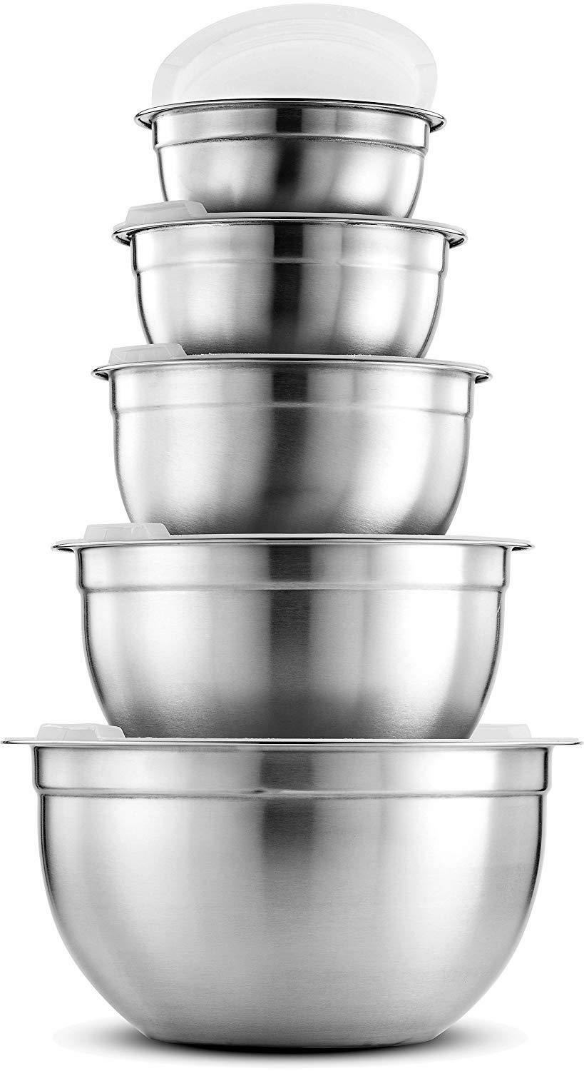 Premium Stainless Steel Mixing Bowls With Airtight Lids Various Sizes (5 Piece)